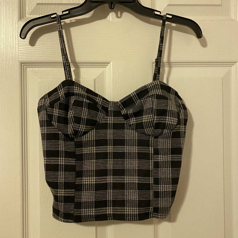 Black And White Corset Fitted Top
